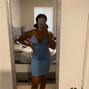 Boohoo STRAPPY CHAIN DETAIL MINI DRESS - Light blue, new w/ tags